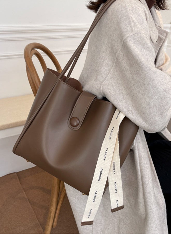 DUNISO Women's Shoulder Tote Bag Leather Handbag For Women Retro Large Capacity Messenger Fashionable Travel Hand Bag（Brown） - Image 4